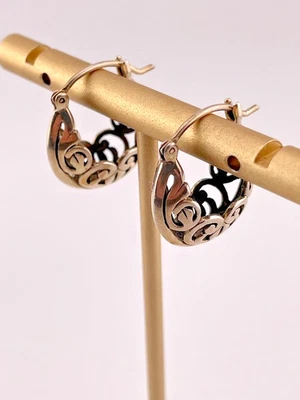 SILPADA P1136 925 STERLING SILVER FILIGREE HOOP EARRINGS 3.4" SOUTHWEST 3476 - Image 1 of 4