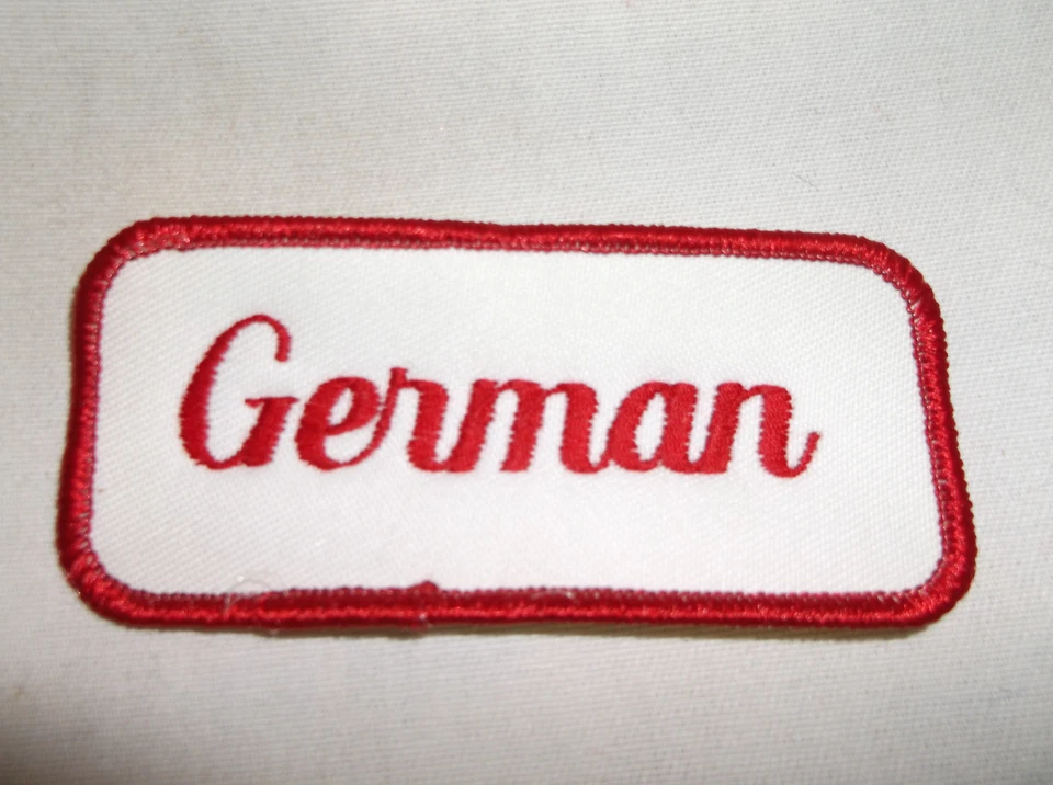 GERMAN USED EMBROIDERED VINTAGE SEW ON NAME PATCH TAGS ASSORTED COLORS  - Image 1 of 1