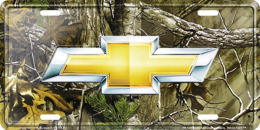 CHEVROLET LOGO CAMUFLAJE METAL GRABADO NOVEDAD MATRÍCULA ETIQUETA  Foto 1 de 1