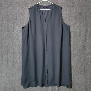 APT 9 Shirt Dress Womens 4X Gray Sleeveless V Neck Lagenlook Midi Shift - Picture 1 of 12