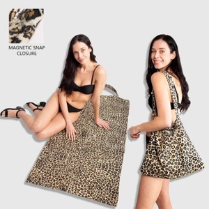 ComfyLuxe Leopard Pattern 2-IN-1 Beach Towel & Tote Bag - Picture 1 of 10