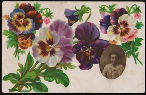 Bright Flowers With A RP Of A Woman Schofield & Co Postcard - Picture 1 of 2