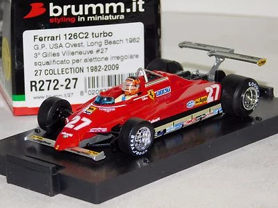 FERRARI 126C #27 G. VILLENEUVE US GP 1982 CON DRIVER IN BRUMM R272-27 1:43 - Immagine 1 di 2