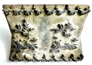 Antiguo sello de pintura de papel tapiz de madera tallada a mano primitivo hojas botánicas 6" W - Imagen 1 de 5