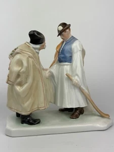 Old School HEREND Porcelain Handpainted Father & Son FAREWELL Figurine 5506 - Picture 1 of 5
