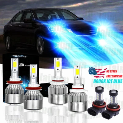 For Honda Accord 2013 2014 2015 8000K LED Headlight Kit High Low Fog Light Bulbs - Image 1 of 4