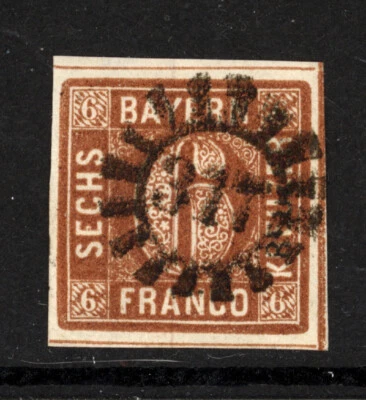 BAVARA SCOTT #3 1849 NÚMERO EMISIÓN REGULAR USADO EN MUY BUEN ESTADO CAT ¡240 $! Foto 1 de 2