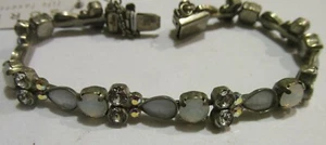 Sorrelli White Bridal Bracelet BDF4ASWBR antique silver tone - Picture 1 of 4