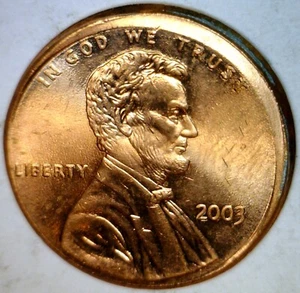 2003 ERROR OFF CENTER Lincoln Cent Nice Unc. / BU Coin RARE DATE NR FREE SHIP - Picture 1 of 2