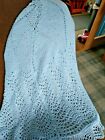  Hand Knitted blue traditional circular lace baby shawl new. 