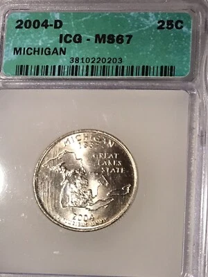 2004 D 25C Michigan State Quarter MS 67 ICG - Image 1 of 2