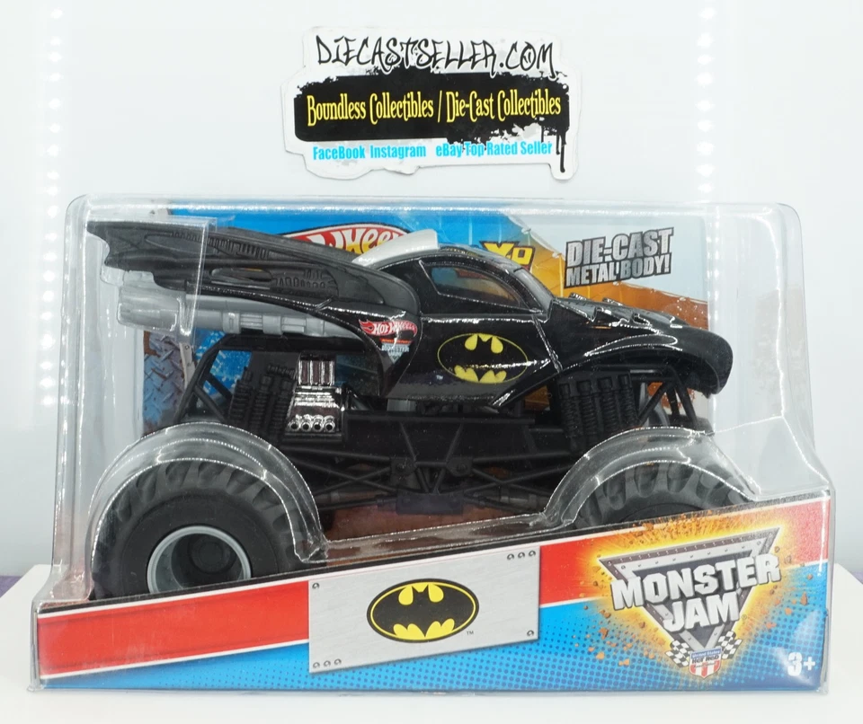 HOT WHEELS 1:24 2013 MONSTER JAM TRUCK BATMAN BATMOBILE BLACK OFF-ROAD NIP - Image 1 of 1