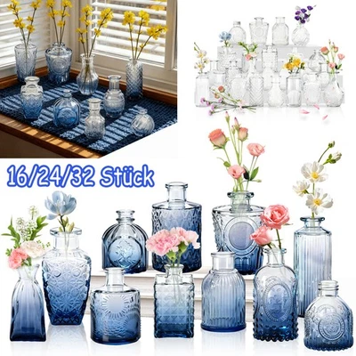 16/24/32 Stück Vasenset Glasvasen Set Tischdeko Kleine Hochzeitsdeko Vasen Deko - Bild 1 von 4