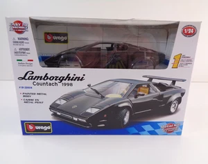 Burago 1/24 1998 Lamborghini Contach Easy Assemble Metal Kit New Box Damage - Picture 1 of 8