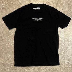 Abercrombie & Fitch black t-shirt w White logo kid sz 9/10 - Picture 1 of 4