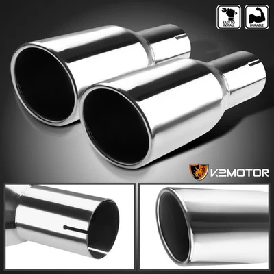 2.5" Inlet 3.875" Outlet Slant Stainless Steel Dual Exhaust Muffler Tip Foto 1 de 4