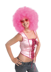 Afro Wig Pink Mega Charity Fundraiser Fancy Dress Birght Pink Clown Wig