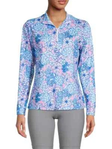 Neu mit Etikett X by Gottex rosa blau Schildkröte Golf Tennis Langarm angedeutetes Shirt XS S M L XL - Bild 1 von 5