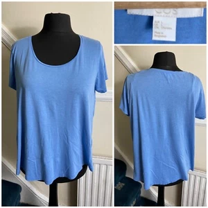 COS Ladies Light Blue Scoop Neck 100% Cotton Casual Relaxed Top Size L 12/14UK - Picture 1 of 10