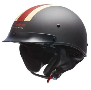 Indian Motorcycle Half Helmet with Retro Racing Stripe, Black 286369603 Medium - Picture 1 of 4