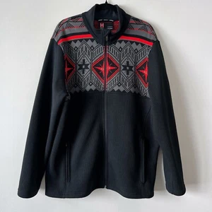 Vintage Spyder Men's Core Sweater Size XL Black Red Aztec Print Design Full Zip - Imagen 1 de 7