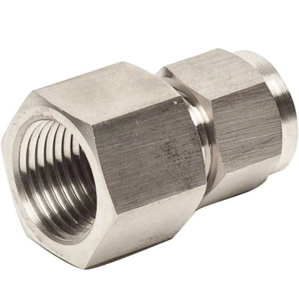 Compression Fitting, 6mm Tube OD x 1/2" Female, Beduan 304 Stainless Steel - Image 1 of 4