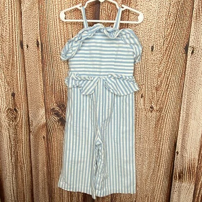 Genuine Kids Stripe Blue Toddler Girl’s Seersucker Jumpsuit Family Collection 2T - Image 1 of 4