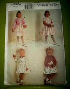 Kind Mädchen Vogue Schnittmuster 7000 Easy Dress Jacke UNGESCHNITTEN Größe 2 - 3 - 4 - 5 - Bild 1 von 3