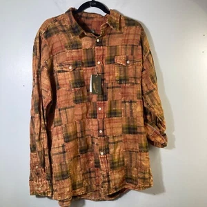 Camisa Para Hombres Siegfried Vintage Cuadros Patchwork Botón Naranja 2XL Algodón Nueva Con Etiquetas - Imagen 1 de 9