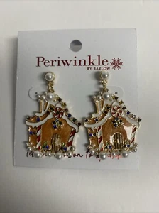 Periwinkle by Barlow Christmas Gingerbread House Earrings New - Picture 1 of 3
