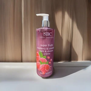 SBC NEW Super Fruits Raspberry & Cranberry 500ml Bath & Shower Cream With Pump - Picture 1 of 2