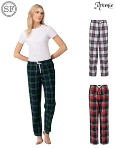 Pantalones de salón Skinnifit para mujer tartán a cuadros damas franela ropa de noche PJ parte inferior - Imagen 1 de 8