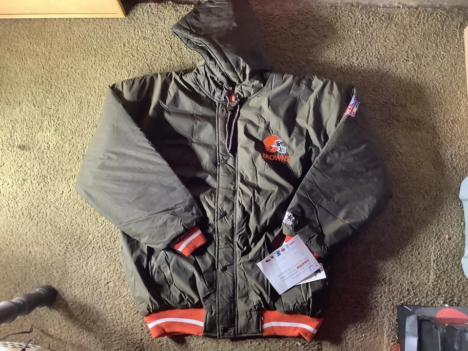 Jaqueta Cleveland Browns Starter Parka OG 1990 nova com etiquetas NFL B Kosar Joe Flacco tamanho G - Imagem 1 de 4