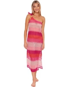 Trina Turk Cascade Crochet Asymmetrical Maxi Dress PINK Size MEDIUM MSRP $162 - Picture 1 of 2