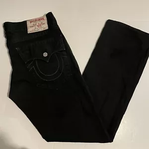 True Religion Mens Black Straight W Flap Denim Jeans Size W36 L33 - Picture 1 of 8