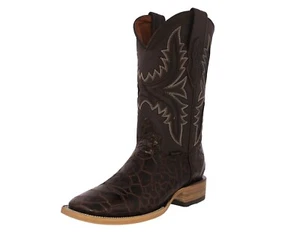 Mens Brown Cowboy Boots Turtle Belly Print Leather Western Dress Rodeo Ranch - Picture 1 of 5