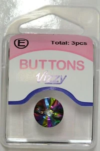 Hemline / Vizzy Precious Diamonte Buttons (Style 35), Shanked 13mm, Pack of 3, M - Picture 1 of 1