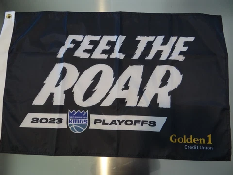Sacramento Kings 2023 NBA Playoffs 36" x 24" Nylon Flag/Banner - Feel the Roar! Cover