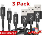 3 Pack 4ft, 6ft, 10ft Braided Micro USB Cable FAST Charger Data Sync Cord for LG
