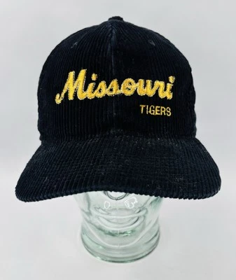 Sombrero/gorra de pana negra vintage de los 90 de los Tigres de Missouri por juego Foto 1 de 4