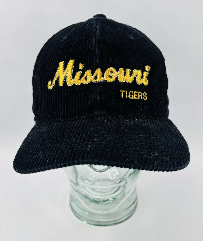 Sombrero/gorra de pana negra vintage de los 90 de los Tigres de Missouri por juego Foto 1 de 4