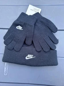 Nike Obsidian/White Kid's Unisex Futura Beanie/Glove Set (9A2961-695) Size 8/20 - Picture 1 of 3