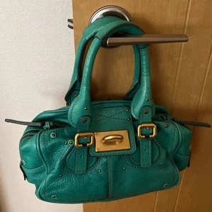 Borsa a mano CHLOE Paddington tote pelle verde hardware oro manca lucchetto usata - Foto 1 di 10