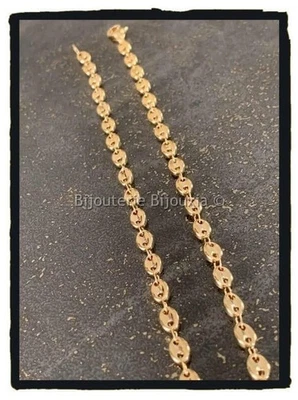 Chaîne Maille Grain de Café 45 cm x 4 mm Plaqué Or 18 carats - Photo 1/4