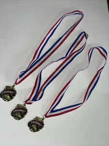 LOT Of 3 Crown Reading Teacher School Metal Ribbon 16" Award Red White Blue Good - Picture 1 of 5
