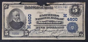 Ch. 4800 1902 PB $5 The Farmers National Bank of Shelbyville, Indiana * - Picture 1 of 3