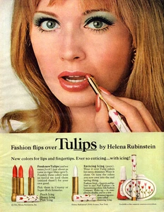 Helena Rubinstein Tulips Lipstick Pretty Lady Fashion Vintage Print Ad 1966 - Picture 1 of 4