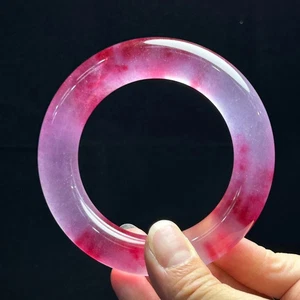 Real Natural high Ice pink Burmese Jade jadeite bracelet bangle 60mm - Picture 1 of 9