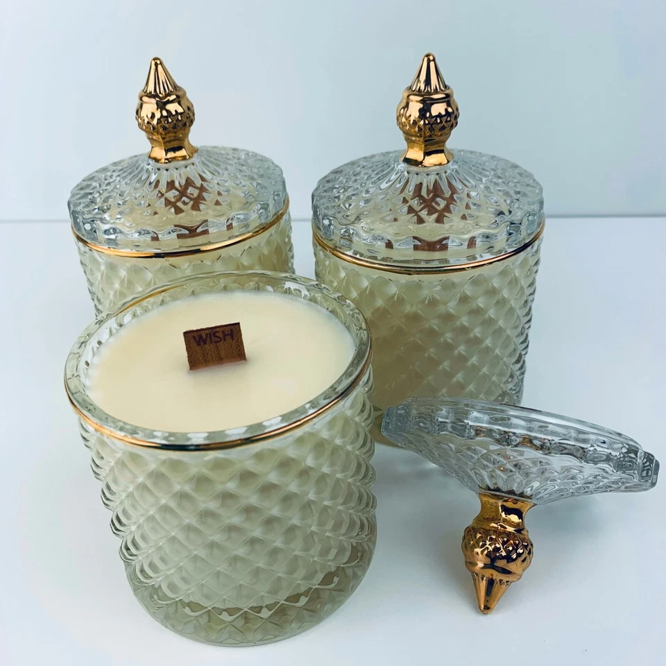 Wooden Wick Candle Coconut mil & Nectarine  Refreshing and Relaxing Soy Candle - Image 1 of 4