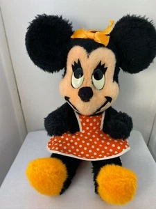 Disney Minnie Mouse Peluche Juguete Animal Naranja Lunares Vestido De Colección - Imagen 1 de 6
